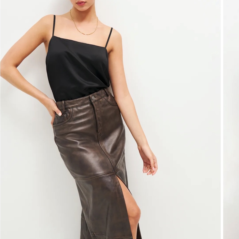 Reformation Sonya Satin Top Black - Size S NWT